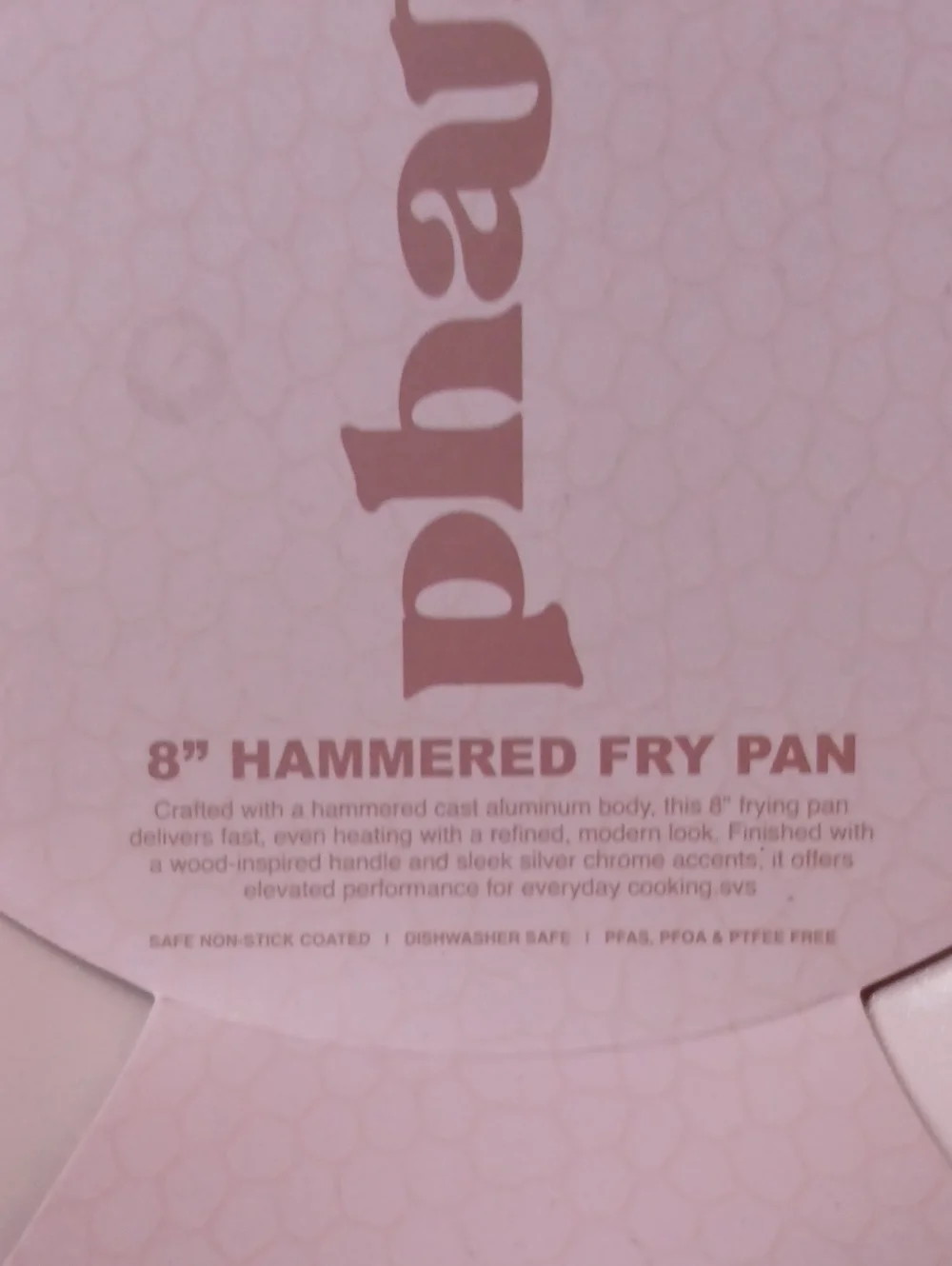 Pink Hammered Non Stick Fry Pan with Wood Handle 8